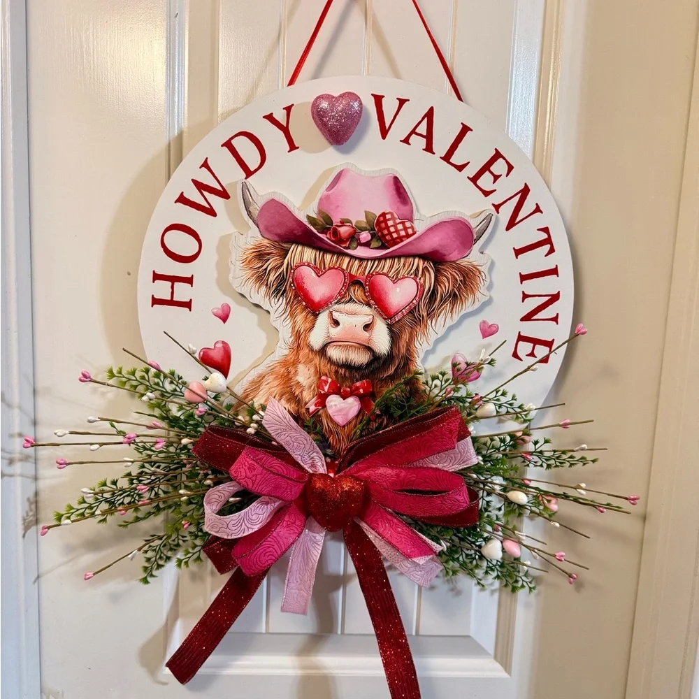 Howdy Valentine Wreath with Pink and Red Accents